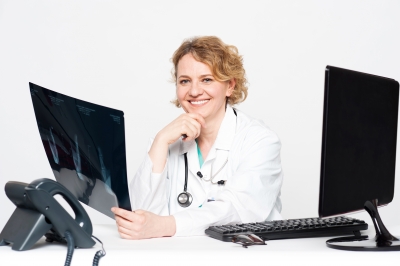 Female Doctor with Computers